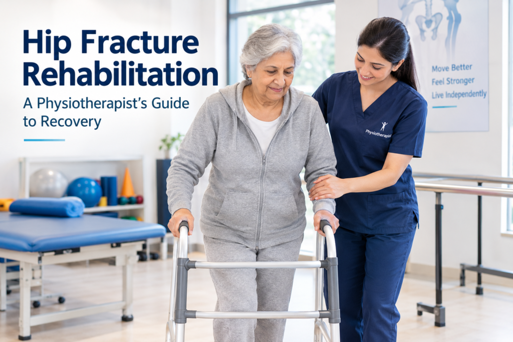 Physiotherapy walking exercise after hip surgery